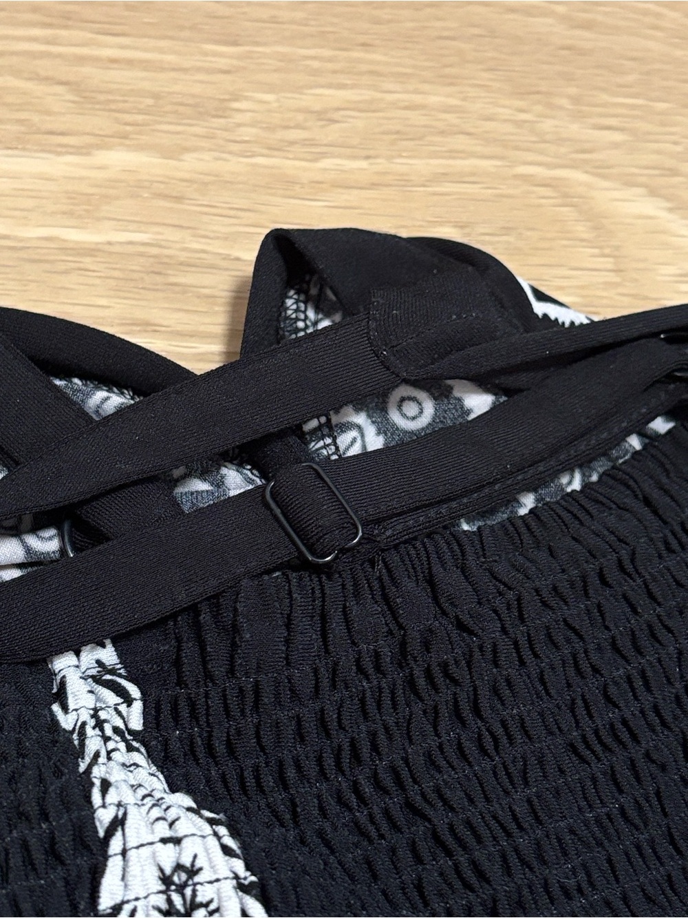 Point Zero (S) Black Midi Dress White Paisley Print White Smocking Sundress - Picture 12 of 14